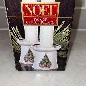NOS NOEL pair of Christmas tree candle holders